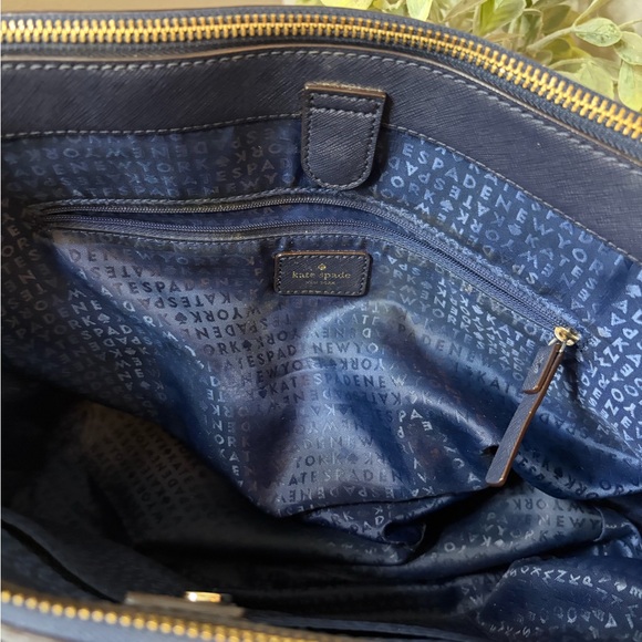 Kate Spade Navy Blue Leather Tote Bag - Picture 7 of 11